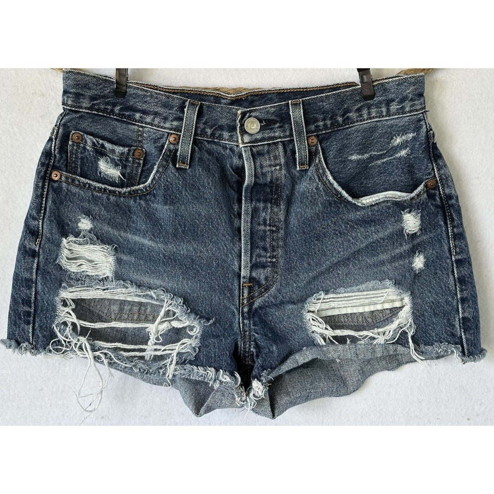 Levis 501 Distressed Denim Shorts Festival Summer Women's Sz 28